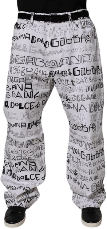 Dolce & Gabbana Dolce & Gabbana White Logo Print Straight Men Denim Jeans