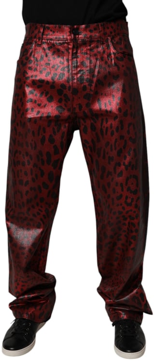 Dolce & Gabbana Dolce & Gabbana Red Leopard Cotton Straight Men Denim Jeans