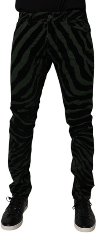 Dolce & Gabbana Dolce & Gabbana Black Green Stripes Cotton Skinny Denim Jeans