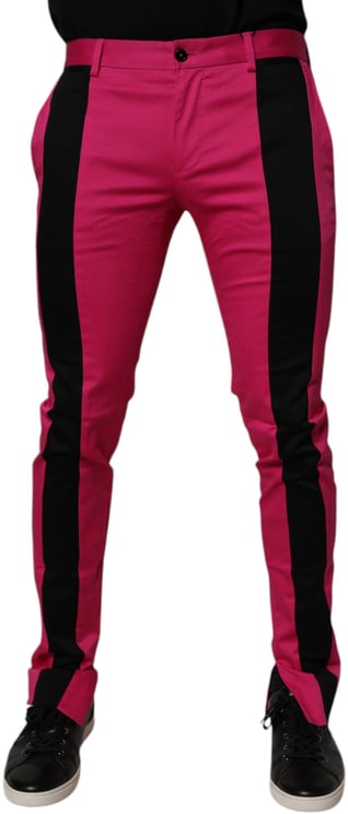 Dolce & Gabbana Dolce & Gabbana Pink Black Stripe Slim Fit Men Dress Pants