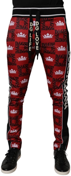 Dolce & Gabbana Dolce & Gabbana Red Crown Logo Monogram Men Sweatpants Pants