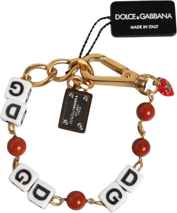 Dolce & Gabbana Dolce & Gabbana Multicolor Gold Tone Brass Chain DG Logo Dice Bracelet