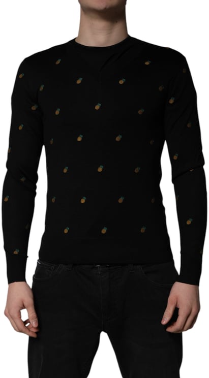Dolce & Gabbana Dolce & Gabbana Black Pineapple Crew Neck Pullover Sweater