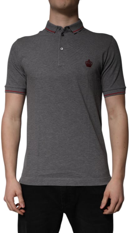 Dolce & Gabbana Dolce & Gabbana Gray Cotton Crown Collared Polo T-shirt
