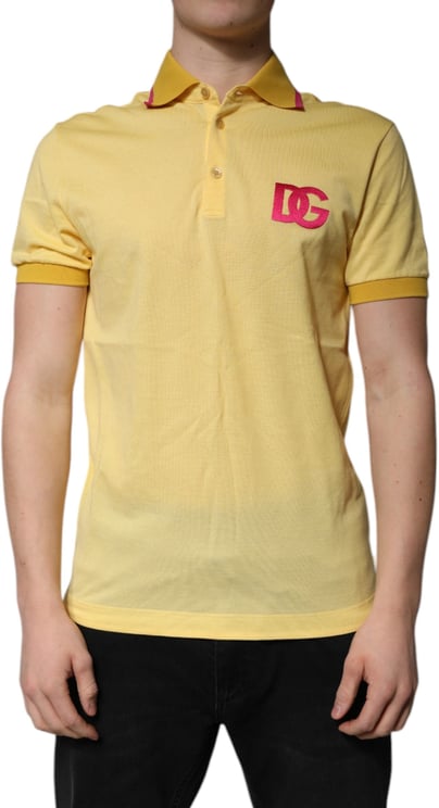 Dolce & Gabbana Dolce & Gabbana Yellow Cotton Logo Collared Polo T-shirt