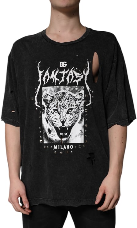 Dolce & Gabbana Dolce & Gabbana Black Graphic Print Cotton Crew Neck T-shirt