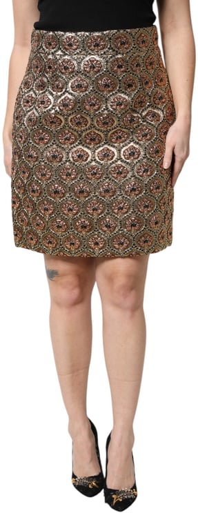 Dolce & Gabbana Dolce & Gabbana Brown Polyester Brocade A-line Mini Skirt