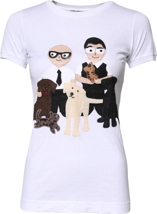 Dolce & Gabbana Dolce & Gabbana White Cotton #DGFAMILY Embroidery T-shirt