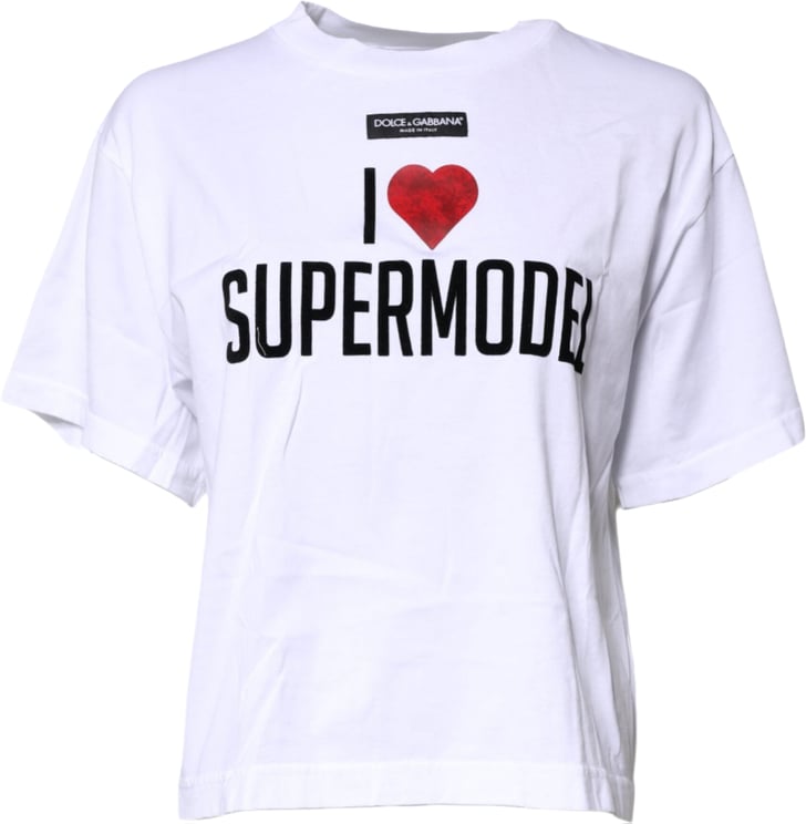 Dolce & Gabbana Dolce & Gabbana White Printed Round Neck Top Cotton T-shirt