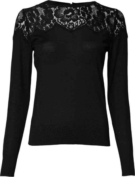 Dolce & Gabbana Dolce & Gabbana Black Floral Lace Long Sleeves Blouse Top