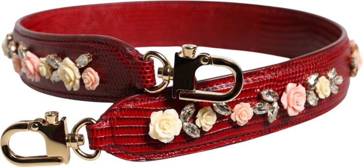 Dolce & Gabbana Dolce & Gabbana Red Leather Floral Embellish Bag Shoulder Strap