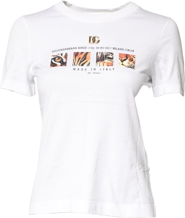 Dolce & Gabbana Dolce & Gabbana White Cotton Graphic Print Crew Neck T-shirt