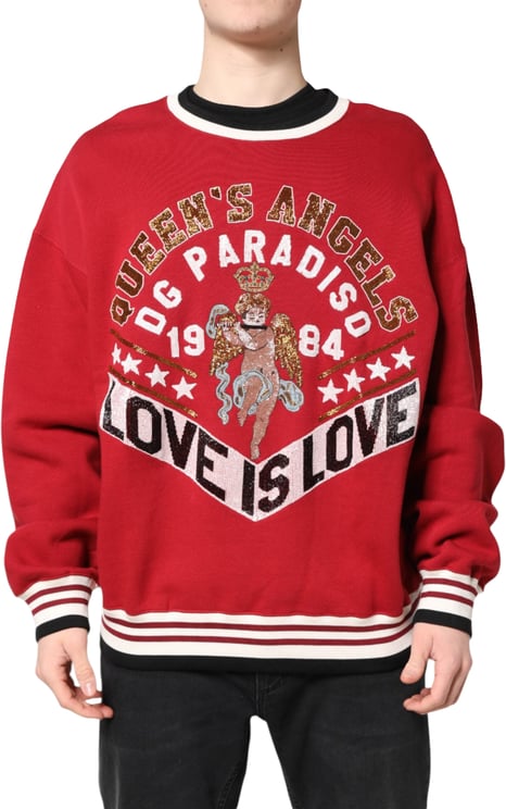 Dolce & Gabbana Dolce & Gabbana Red Sequin Knit Pullover Sweatshirt Sweater