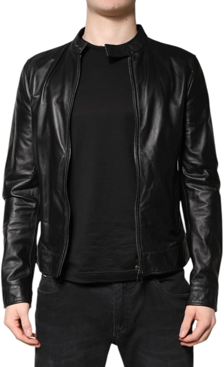 Dolce & Gabbana Dolce & Gabbana Black Sheep Leather Biker Full Zip Jacket