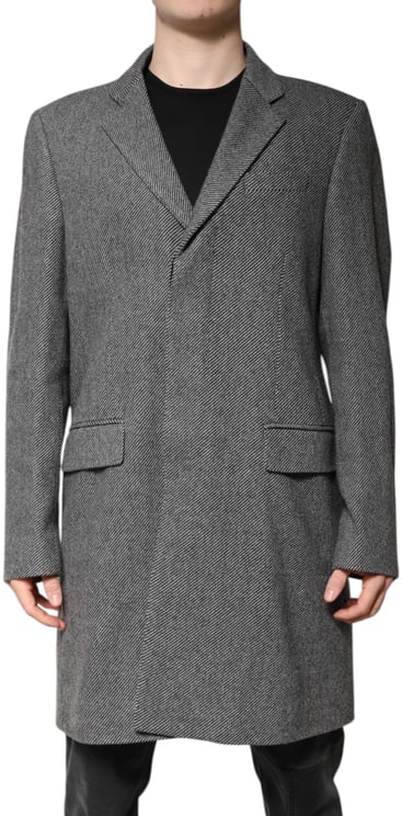 Dolce & Gabbana Dolce & Gabbana Gray Wool Single Breasted Trench Coat Jacket
