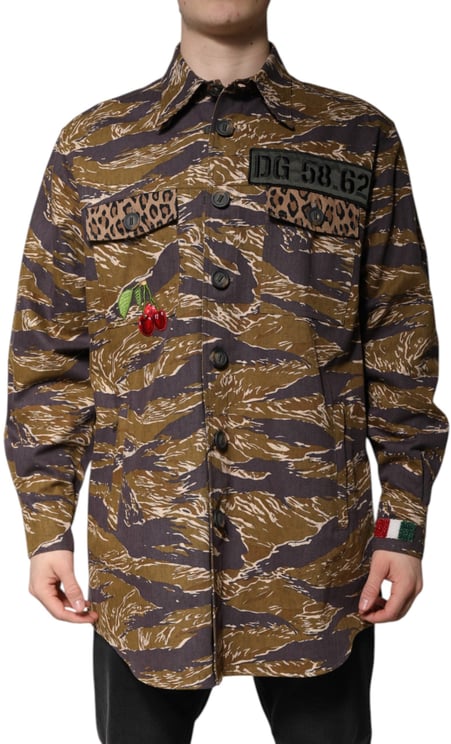 Dolce & Gabbana Dolce & Gabbana Brown Leopard Cotton Collared Coat Jacket