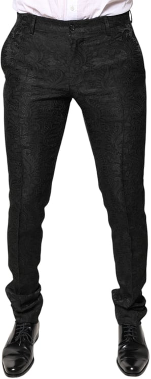Dolce & Gabbana Dolce & Gabbana Black Floral Jacquard Mid Waist Dress Pants