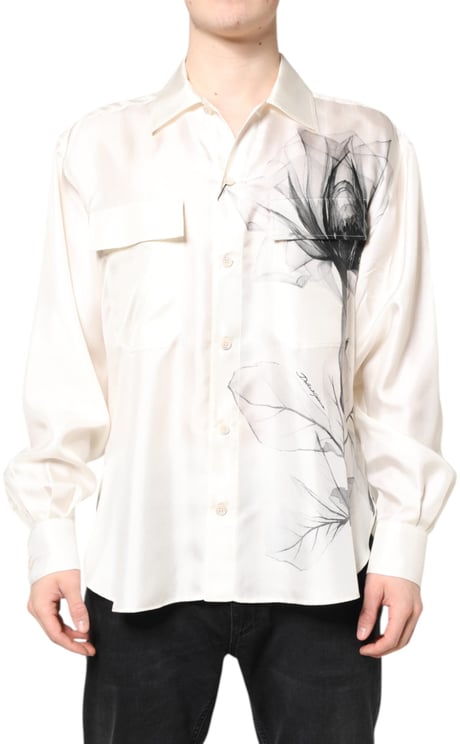 Dolce & Gabbana Dolce & Gabbana Ivory Silk Long Sleeves Men Casual Shirt