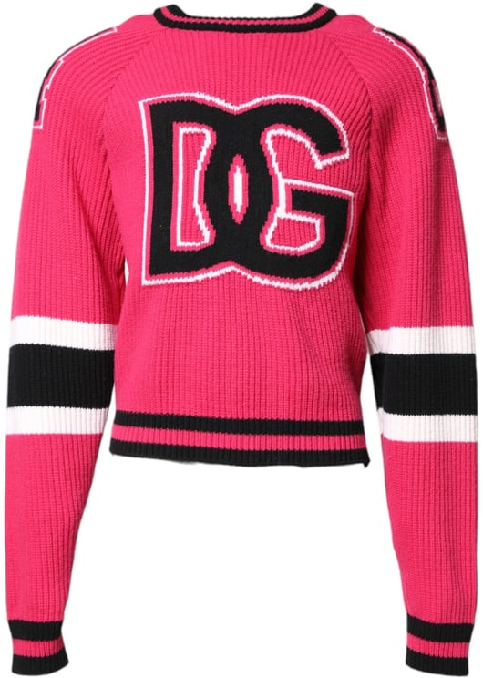 Dolce & Gabbana Dolce & Gabbana Pink Cotton Logo Print Knit Pullover Sweater