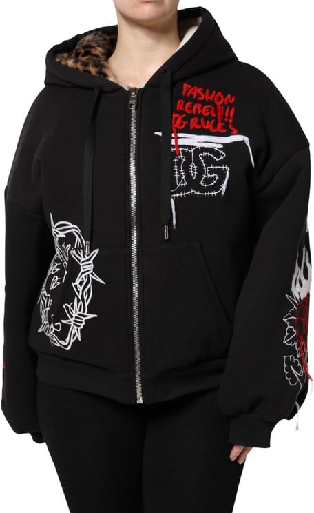 Dolce & Gabbana Dolce & Gabbana Black Embroidered Full Zip Hooded Jacket