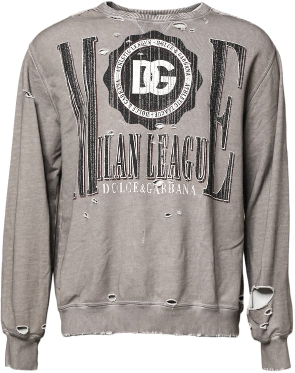 Dolce & Gabbana Dolce & Gabbana Gray Logo Print Crew Neck Pullover Sweater