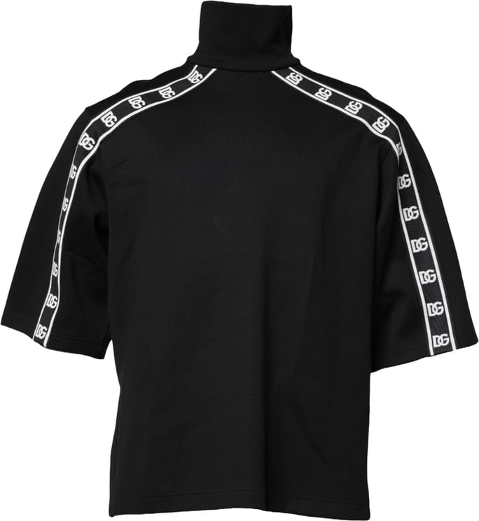 Dolce & Gabbana Dolce & Gabbana Black Cotton DG Print Turtleneck T-shirt
