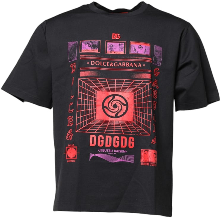 Dolce & Gabbana Dolce & Gabbana Black Cotton Graphic Print Crew Neck T-shirt