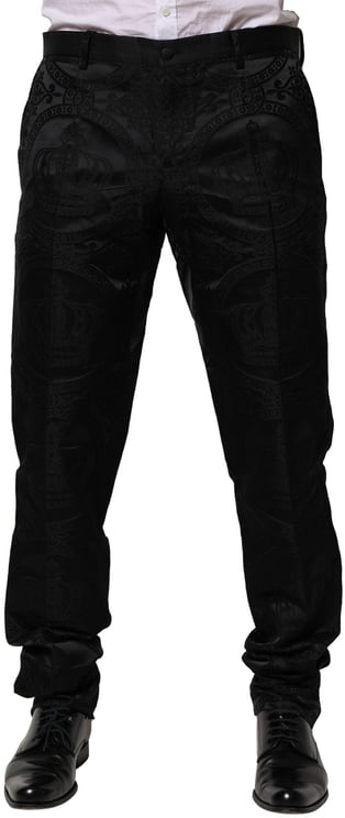 Dolce & Gabbana Dolce & Gabbana Black Cotton DG Crown Dress Pants