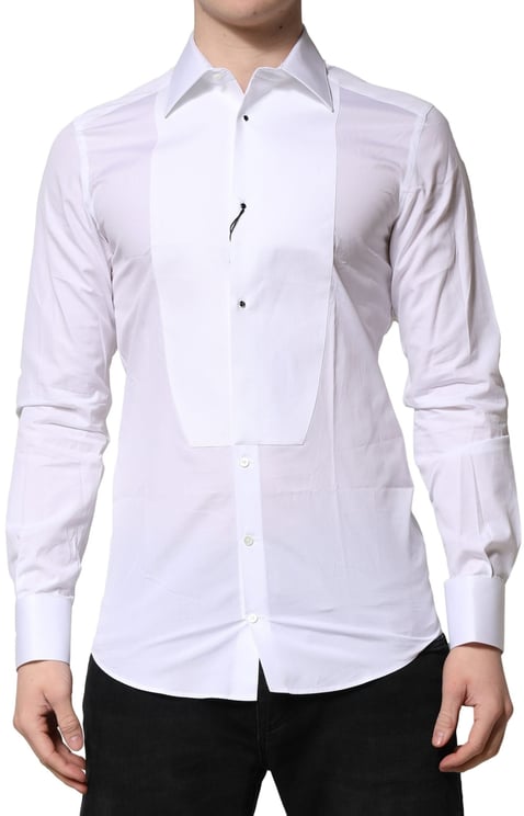 Dolce & Gabbana Dolce & Gabbana White GOLD Crown Cotton Dress Formal Shirt