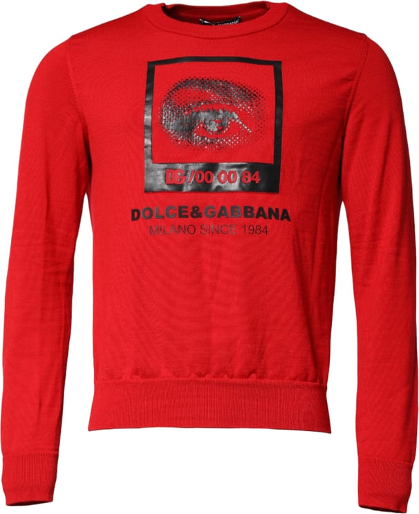Dolce & Gabbana Dolce & Gabbana Red Eye Print Crew Neck Men Pullover Sweater