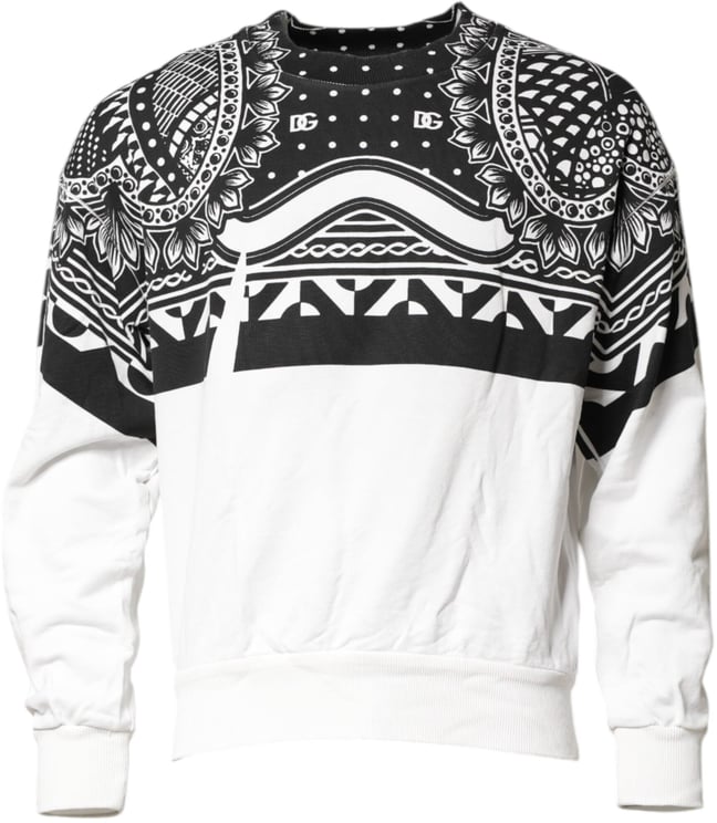 Dolce & Gabbana Dolce & Gabbana Black White Bandana Cotton Men Sweatshirt Sweater