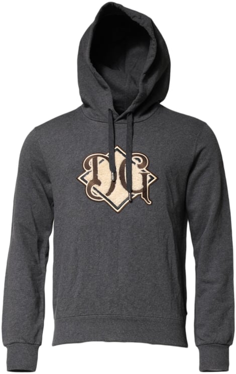 Dolce & Gabbana Dolce & Gabbana Gray Logo Patch Hooded Sweatshirt Sweater