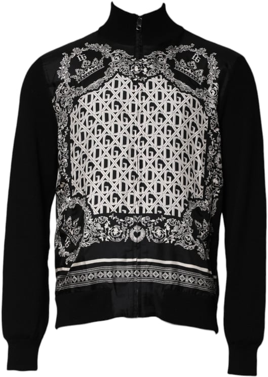 Dolce & Gabbana Dolce & Gabbana Black White Bandana Print Full Zip Sweater