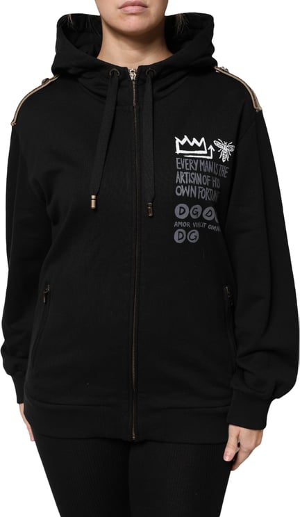 Dolce & Gabbana Dolce & Gabbana Black Logo Hooded Full Zip Sweatshirt Jacket