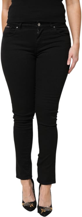 Dolce & Gabbana Dolce & Gabbana Black Cotton Logo Mid Waist Skinny Denim Jeans