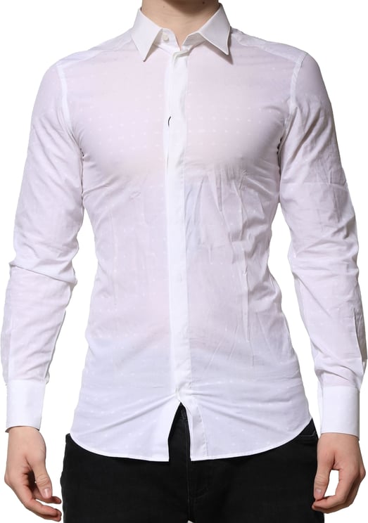 Dolce & Gabbana Dolce & Gabbana White GOLD Long Sleeves Dress Men Formal Shirt
