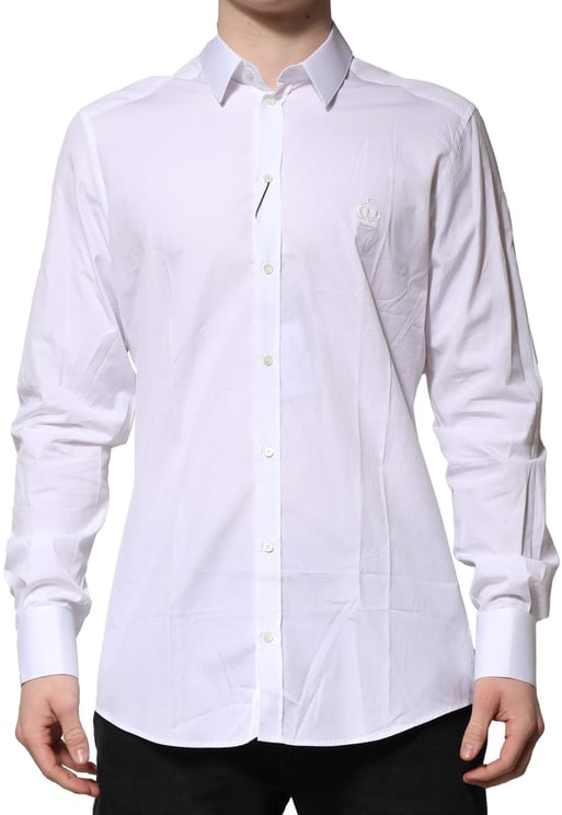 Dolce & Gabbana Dolce & Gabbana White Cotton GOLD Long Sleeves Formal Shirt