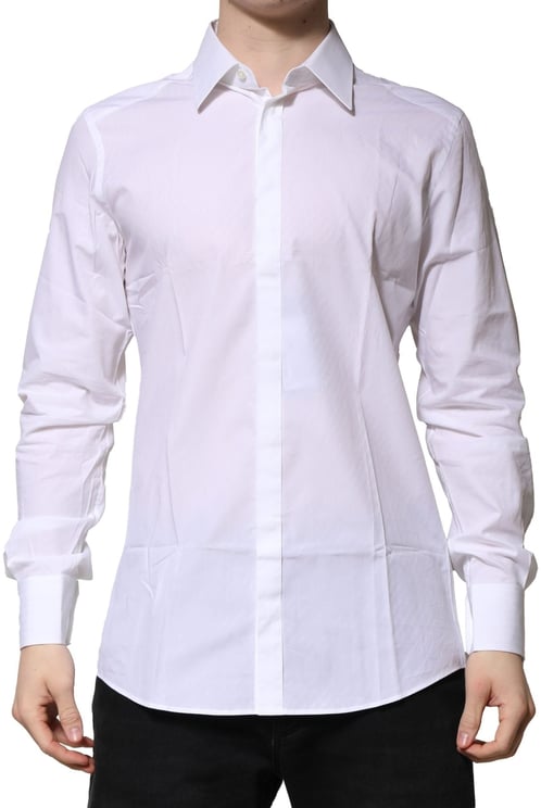Dolce & Gabbana Dolce & Gabbana White Cotton GOLD Long Sleeves Formal Shirt