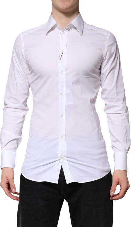 Dolce & Gabbana Dolce & Gabbana White Cotton GOLD Long Sleeves Formal Shirt