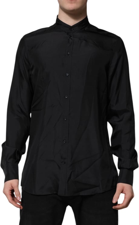 Dolce & Gabbana Dolce & Gabbana Dark Blue Silk MARTINI Men Formal Dress Shirt