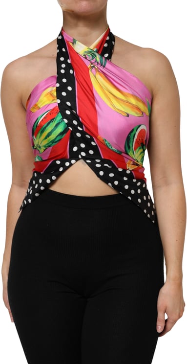 Dolce & Gabbana Dolce & Gabbana Multicolor Halter Party Evening Cropped Top