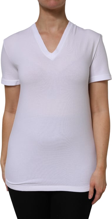Dolce & Gabbana Dolce & Gabbana White Cotton Short Sleeves V-Neck Top T-shirt