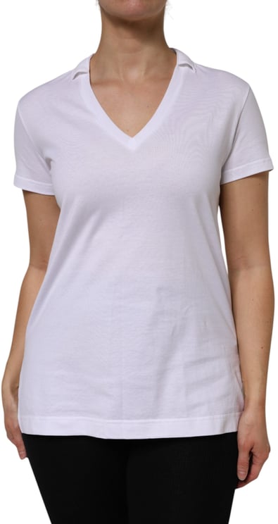 Dolce & Gabbana Dolce & Gabbana White Cotton Short Sleeve V-Neck Top T-shirt