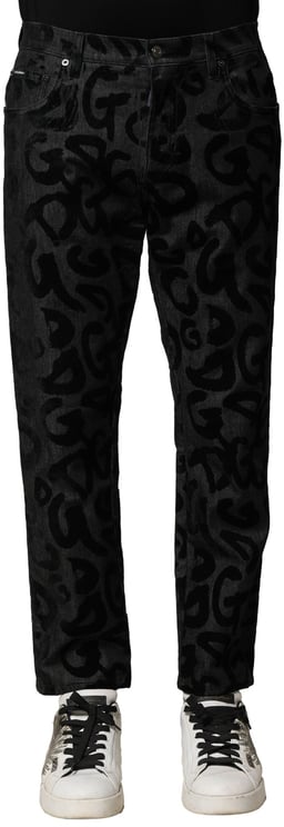 Dolce & Gabbana Dolce & Gabbana Gray Cotton DG Logo Straight Men Denim Jeans