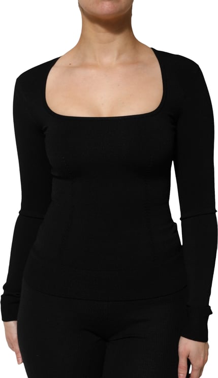 Dolce & Gabbana Dolce & Gabbana Black Square Neck Long Sleeves Pullover Top