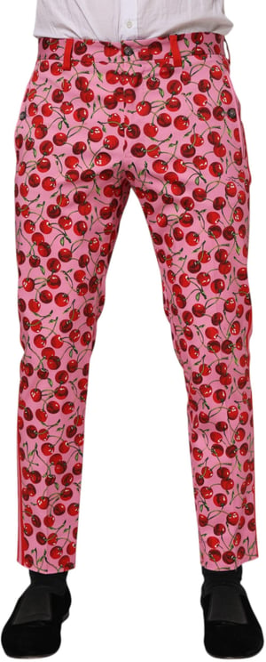 Dolce & Gabbana Dolce & Gabbana Pink Cherry Print Cotton Dress Pants