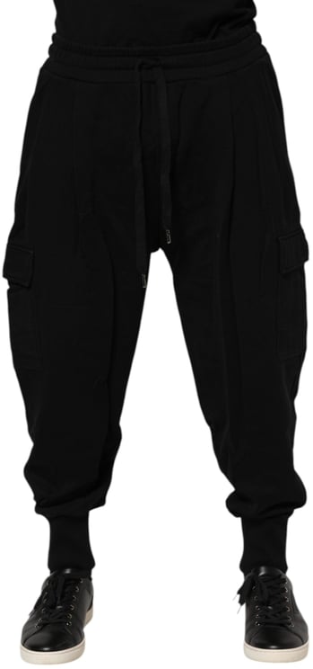 Dolce & Gabbana Dolce & Gabbana Black Cotton Logo Jogger Sweatpants Pants