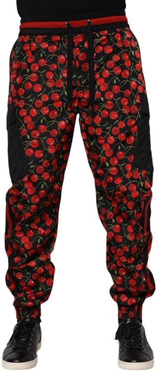 Dolce & Gabbana Dolce & Gabbana Black Red Cherry Print Men Sweatpants Pants