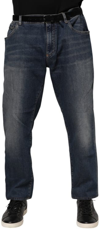 Dolce & Gabbana Dolce & Gabbana Blue Cotton Logo Plaque Slim Denim Jeans