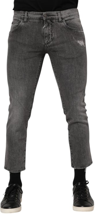 Dolce & Gabbana Dolce & Gabbana Gray Cotton Logo Plaque Men Denim Jeans
